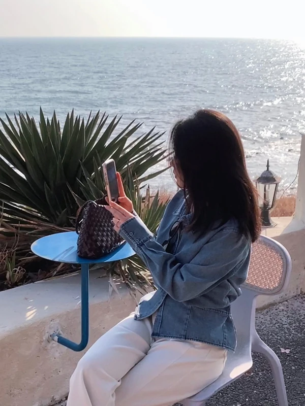 

Весенняя винтажная джинсовая рубашка в гонконгском стиле с воротником, укороченная, из хлопка, повседневного кроя, женская