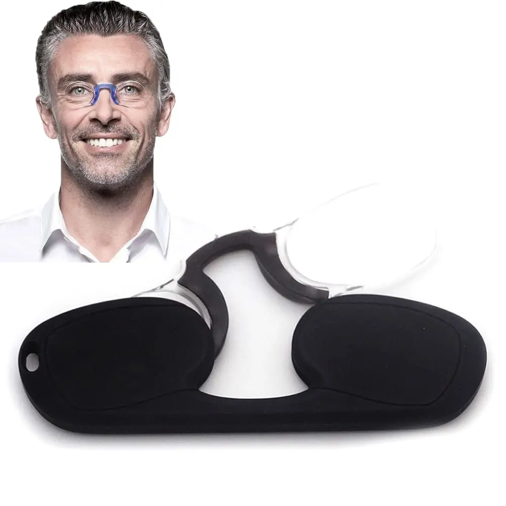 Begreat-Armless Reading Glasses for Men, Portable Silicone Nose Clip, Pocket Readers, Spectacles, Magnifying Glasses