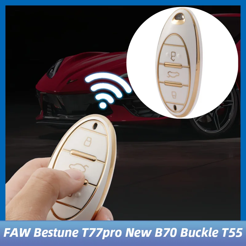 

For FAW Bestune T77 T77pro New B70 Buckle T55 T33 T99 TPU Car Remote Key Case Cover Protect Shell Bag Accessories