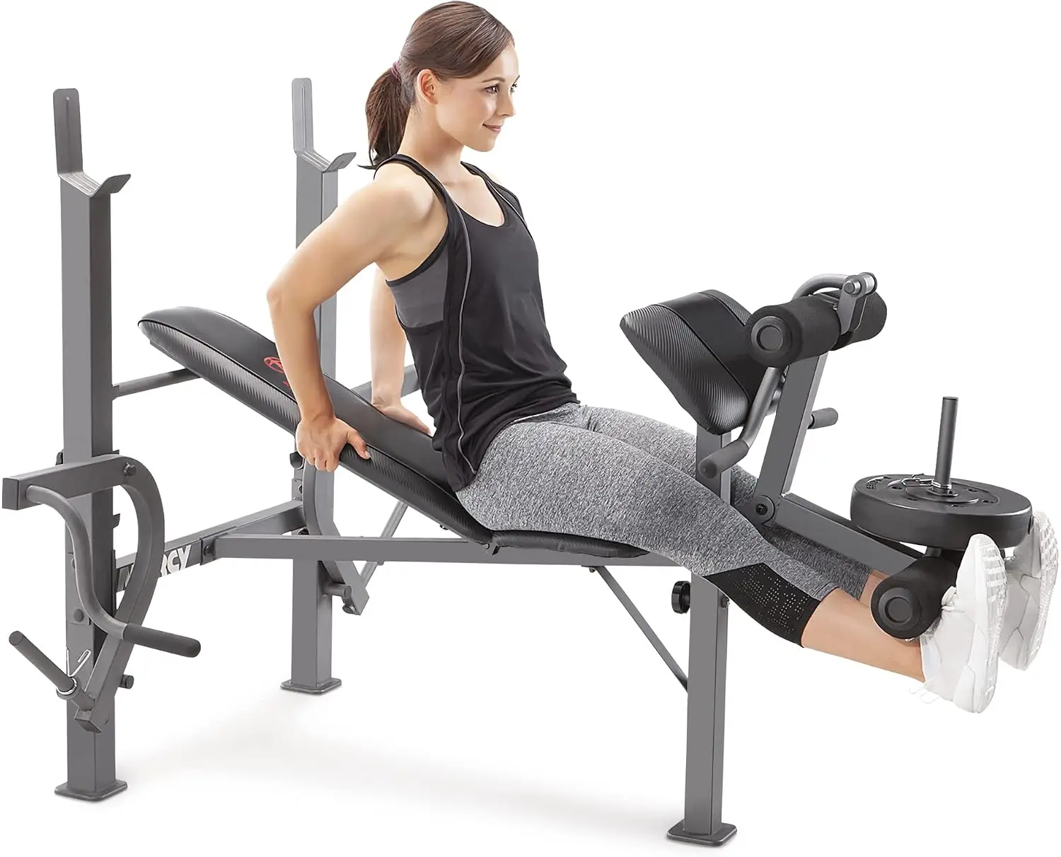 Incline Standard Weight Bench with Butterfly Arms and Leg Developer, Alloy Steel Multifunctional Home Gym Workout Equipment