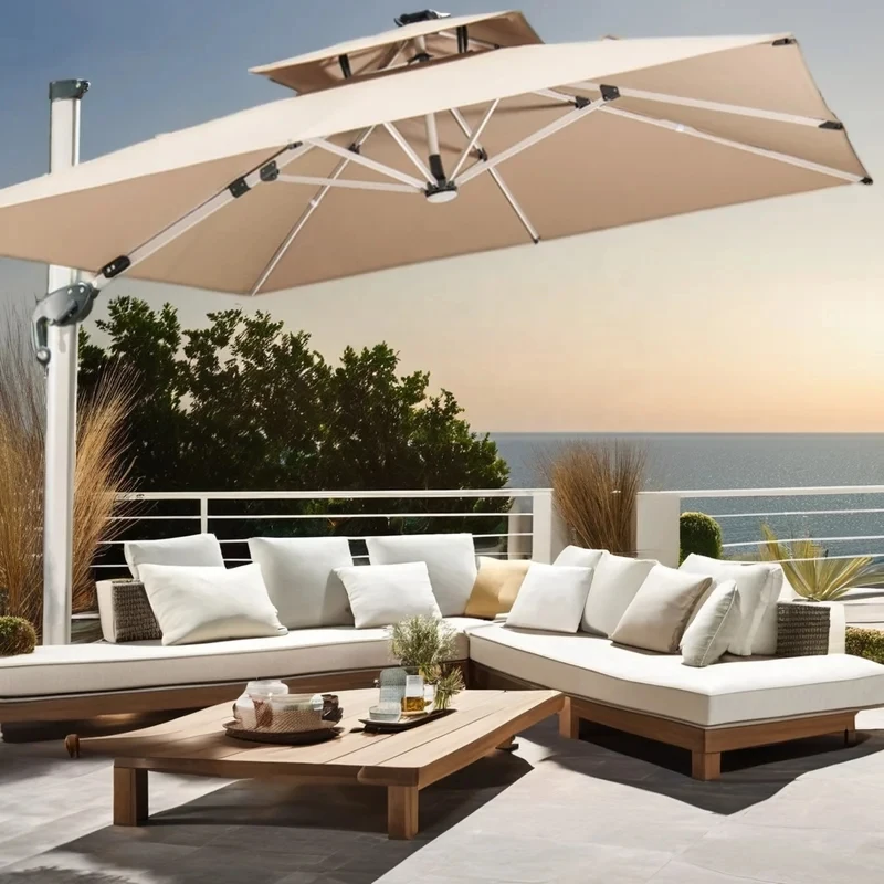 

(Депозит за морские перевозки) Высококачественный большой садовый зонт-навес для террасы с солнечной батареей, уличный зонт для патио с возможностью нанесения логотипа, пляжный зонт