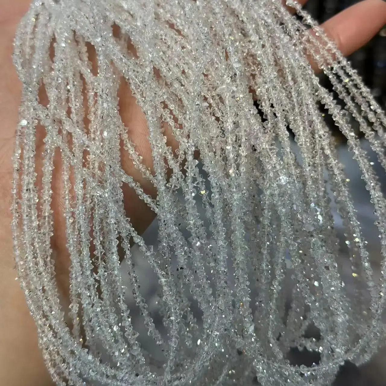 Natural 3mm Bling Herkimer Diamond Energy Quartz Irregular Loose Beads DIY Necklace Bracelet 40cm Accessories Fashion Elegant