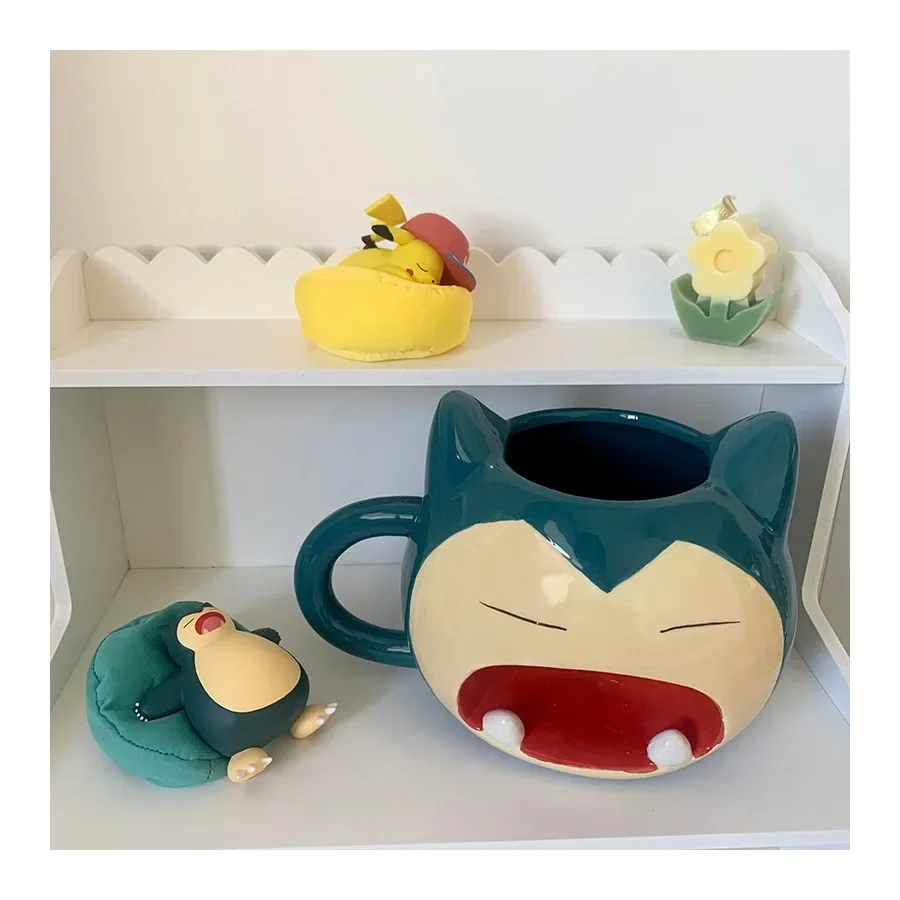 1400ML Pokemon Snorlax Ceramic Cup Large Capacity Water Cup Cartoon Cute with Handle Water Bottle Child Christmas Gift Anime