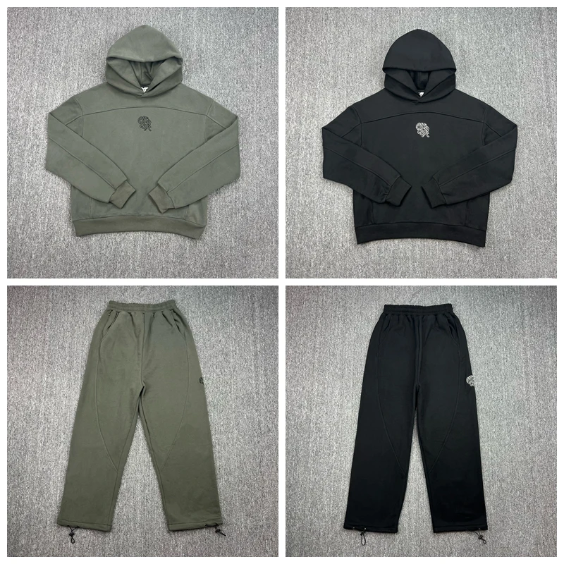 

Mertra модная брендовая осенне-зимняя толстовка с вышитым логотипом и прямыми штанами, комплект молодежной повседневной спортивной одежды, ансамбль