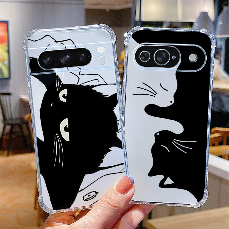 P ixel 8 Pro Quiet Cat Transparent Phone Case For Google Pixel 8Pro 9Pro 8A 9ProXL 8 6Pro 6A 7 7Pro 9 6 7A Cover