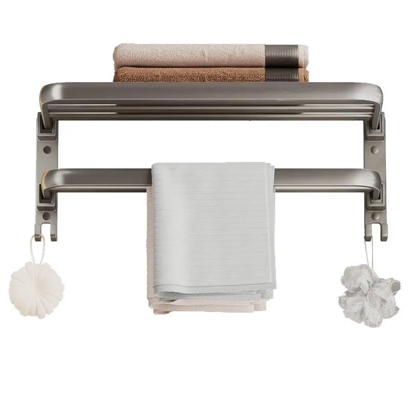 

Grey towel rack No punching toilet Space aluminum towel bar Toilet rack Wall hanging bathroom rack