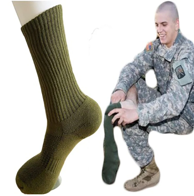 3 Pairs Men Compression army green Sports Military Socks Stockings Thicken Resisting Men's outdoor hiking Sock Cotton Army Socks