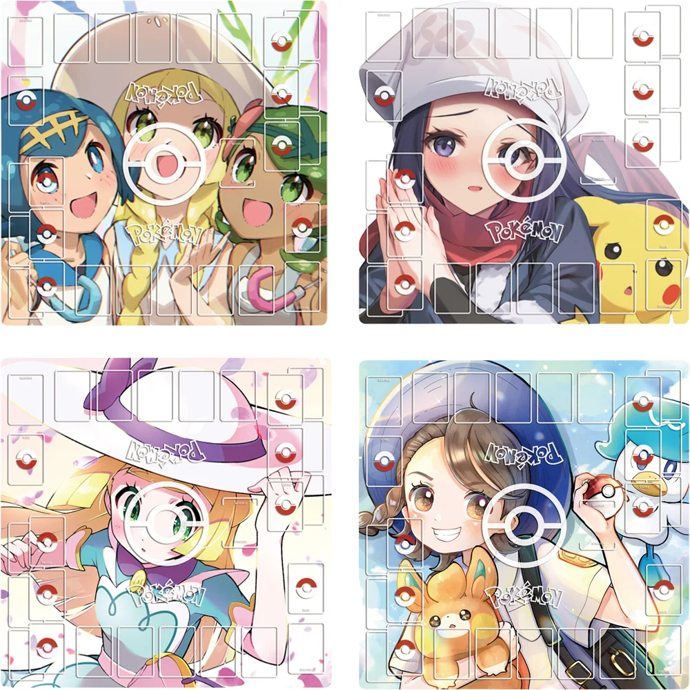 Pokemon PTCG Card Mat Snorlax Marnie Lillie Mew 60X60CM Anime Characters Dedicated Game Double Player Battle Card Mat Gift