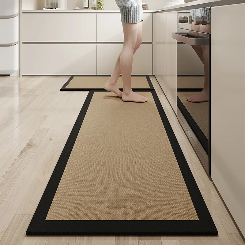 

Thickened Anti-Slip Kitchen Floor Mat Easy to Clean Waterproof Oil Resistant Long Strip Home Use Rug Silicon Dendroid Woven S...