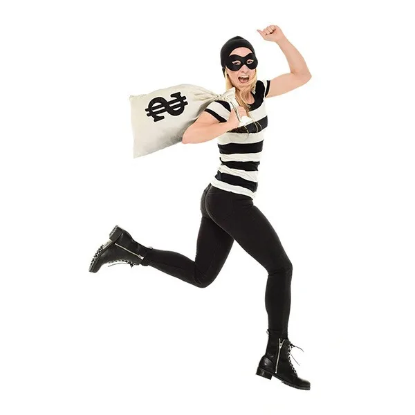 Halloween ladrão terno cos lona saco de dinheiro dólares chapéu de malha luvas máscara de olho maquiagem festa adereços