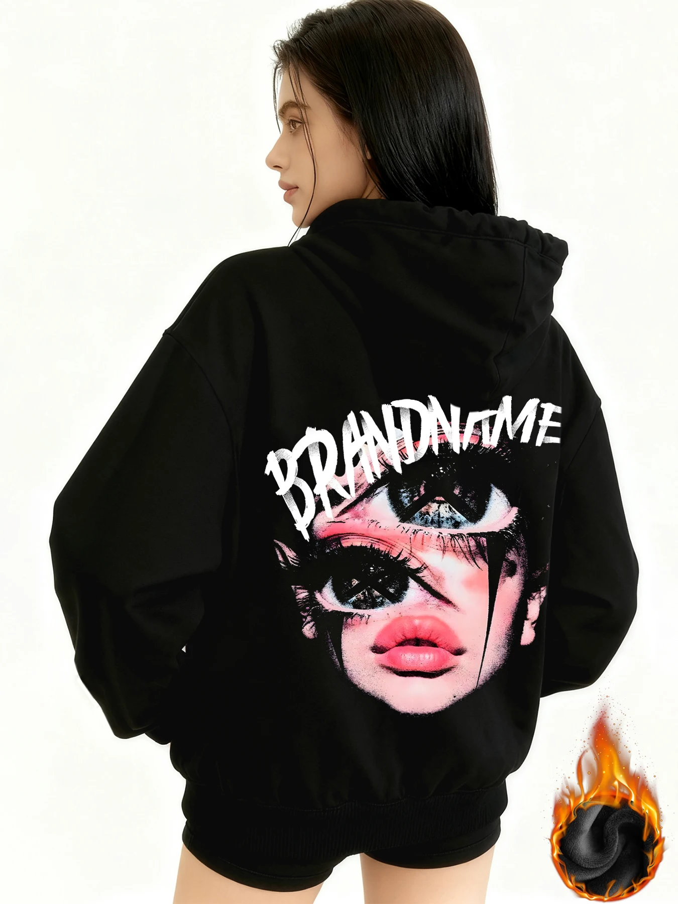 

Зимняя куртка Y2k с готическим принтом, толстая тяжелая бархатная черная куртка на молнии с капюшоном, тонкая темпераментная женская куртка в повседневном стиле для ленивых поездок на работу