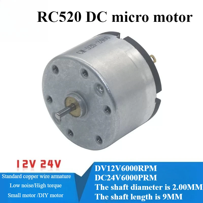 

Factory Supply Good Quality 6V 12V 24V Reversible High Speed DC Motor RC520 Micro Motors