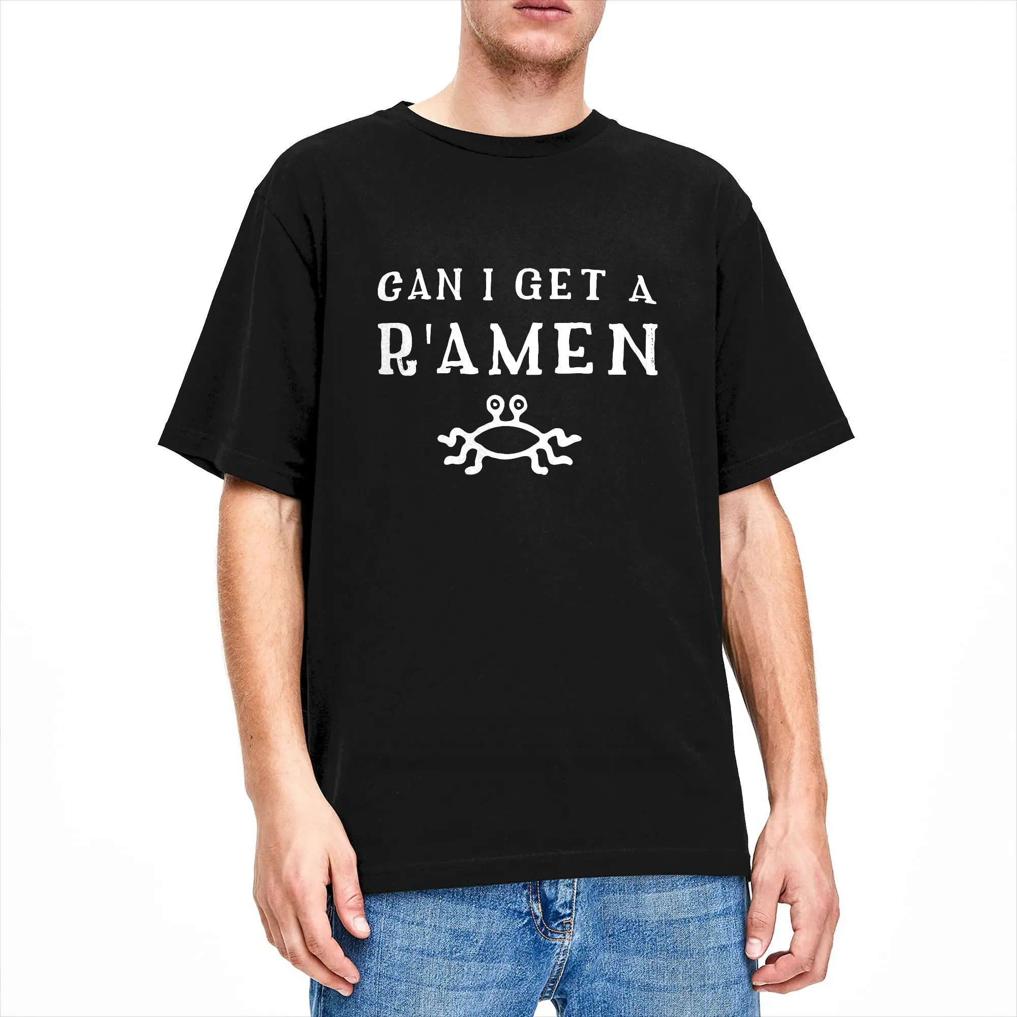 Flying Spaghetti Monsterism  FSM Pastafarian T Shirts Religion Church Pure Cotton Clothes Humor Short Sleeve Crew Neck Tees