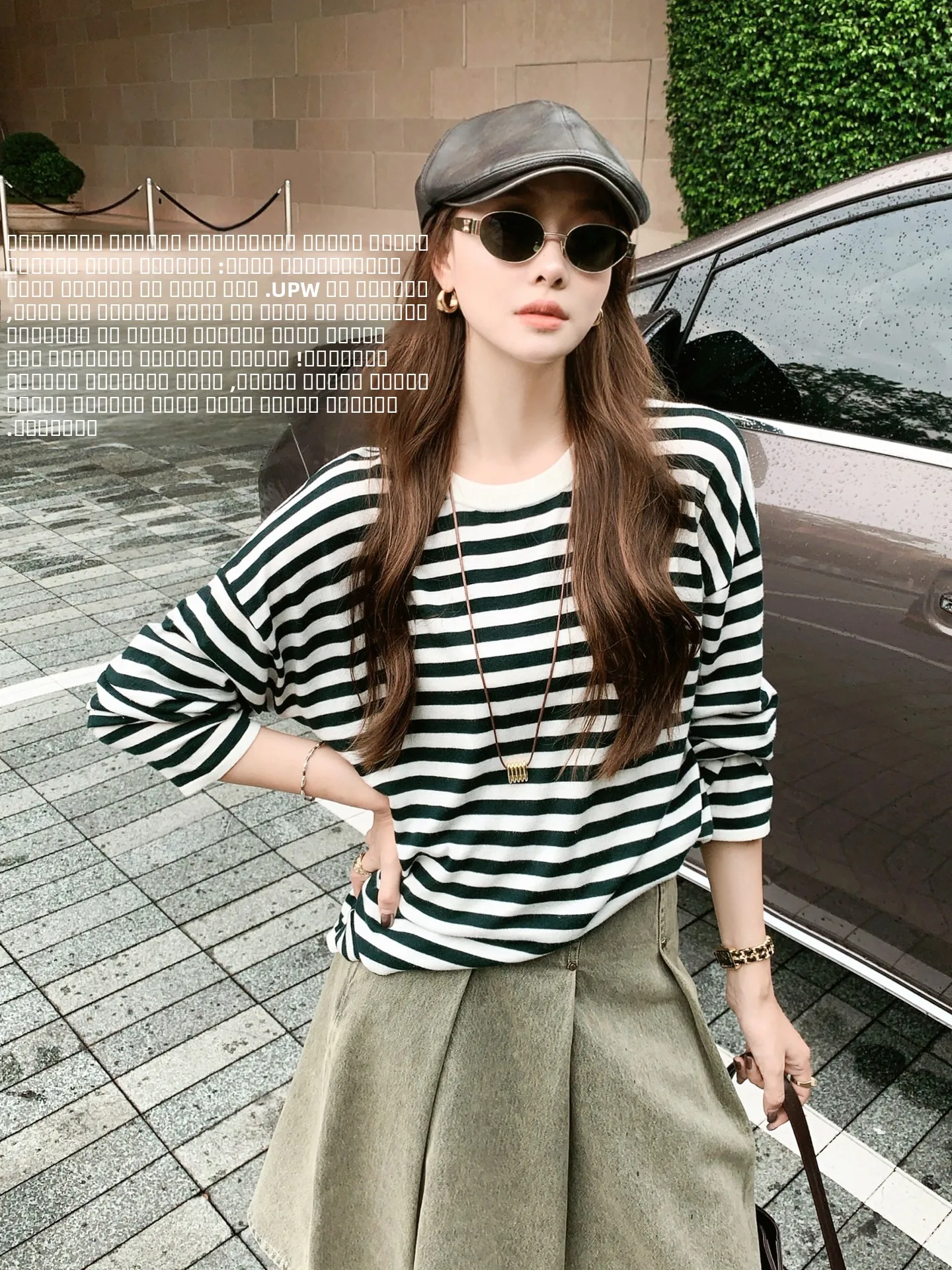 

MeiYang een Stripe Knitwear High Yarn Long Sve round Ne Polyester Fiber Loose Fit Overhead Striped Pattern Women's Top