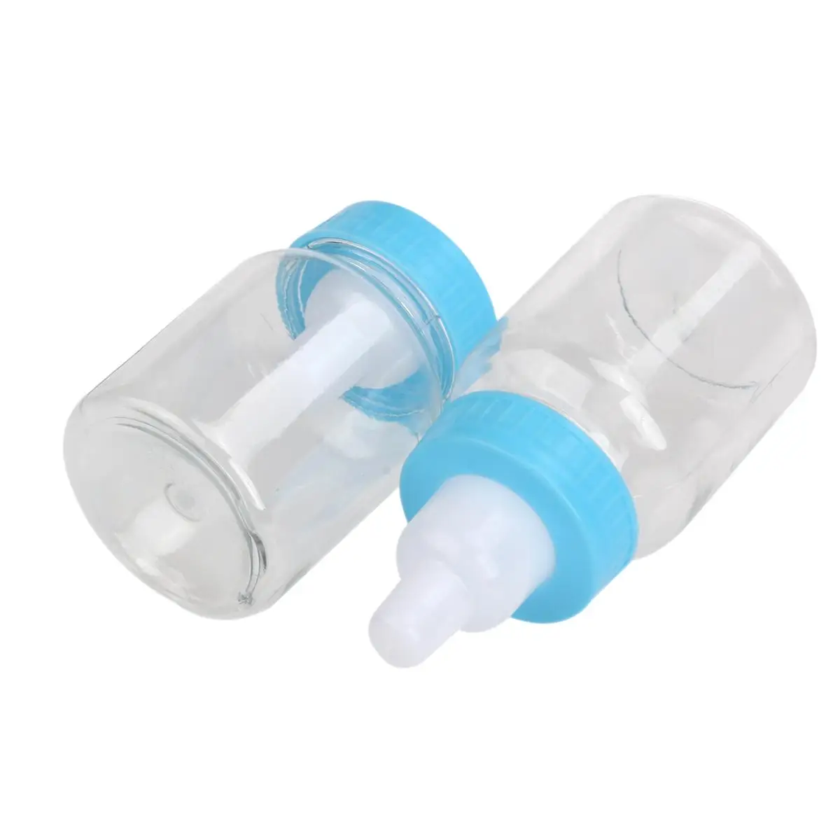 

12 Pcs Small Feeding Bottles Blue Plastic 9cm Height 4cm Diameter Baby Shower Boxes Candy Favor Gift Newborn Party Decorative