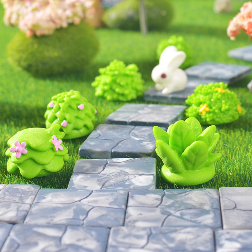 

6 pcs Resin Cluster Micro Landscape Ornament Miniature Decoration Fairy Garden Accessories Mini Grass Sculpture Bonsai Grass