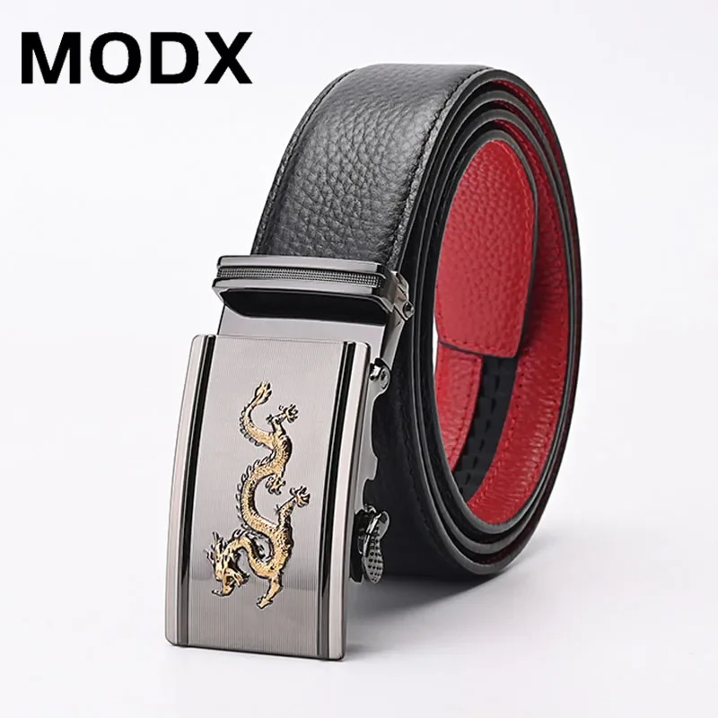 Men Automatic Buckle Belts New Fashion Brand Designer Dragon Leather Belts for Business Men Luxury Black Strap Waistband