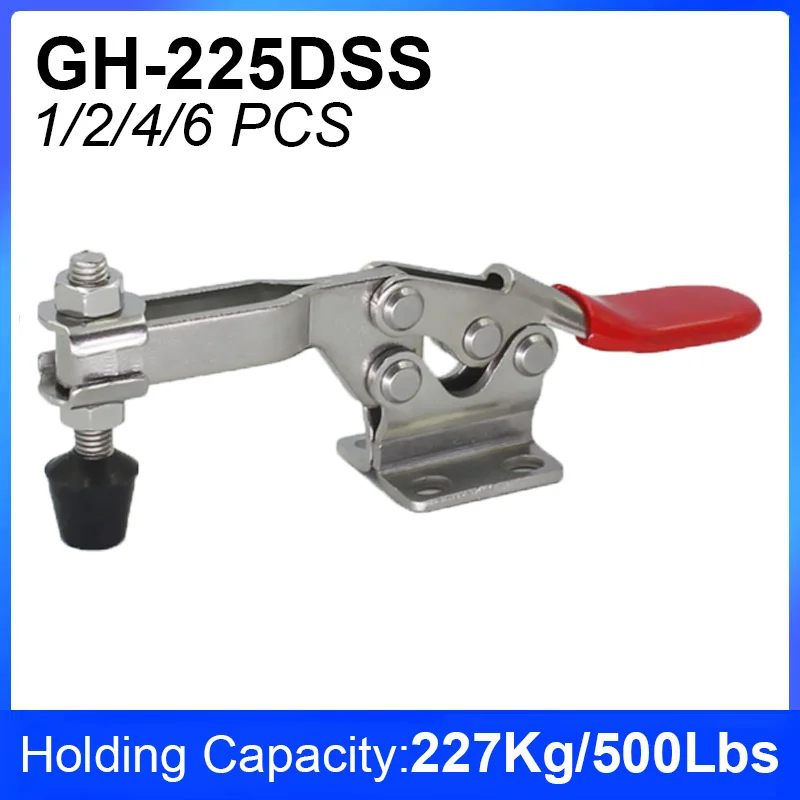 

1/2/4/6pcs GH-225DSS Toggle Clamp 227kg Quick Release Horizontal Clamps Locking Lever Fastener Hand Tool Woodworking Clip