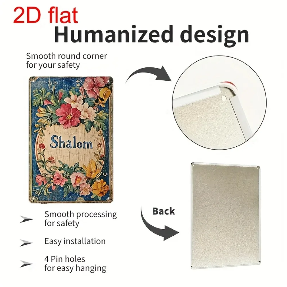CIFBUY Vintage Floral Shalom Aluminum Wall Art 8x8 Inch Waterproof Durable Metal Sign for Home Office Garden Decor view 5