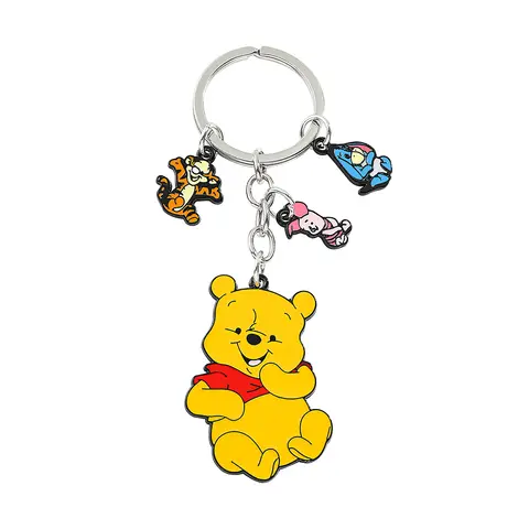 Cartoon Anime Pooh Bear Keyrings Sweet Cute Winnie The Pooh Key Chain For Friends Birthday Accessories Gifts