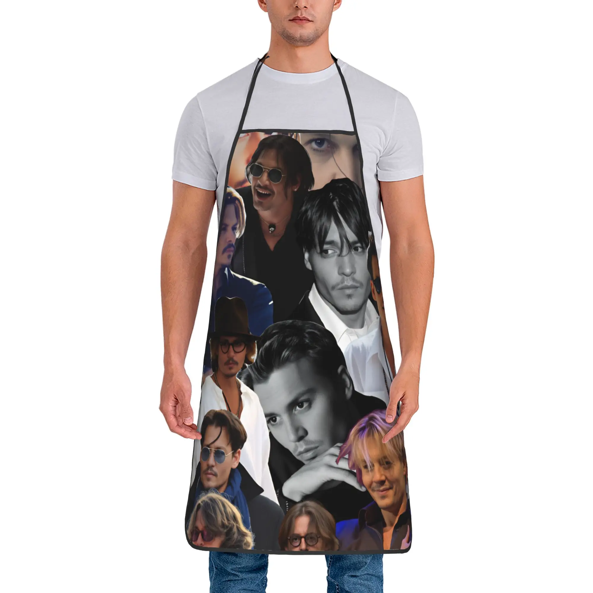 

Johnny Depp Star Apron Work Adult Kitchen Accessories Fashionable Cooking Aprons without Pocket