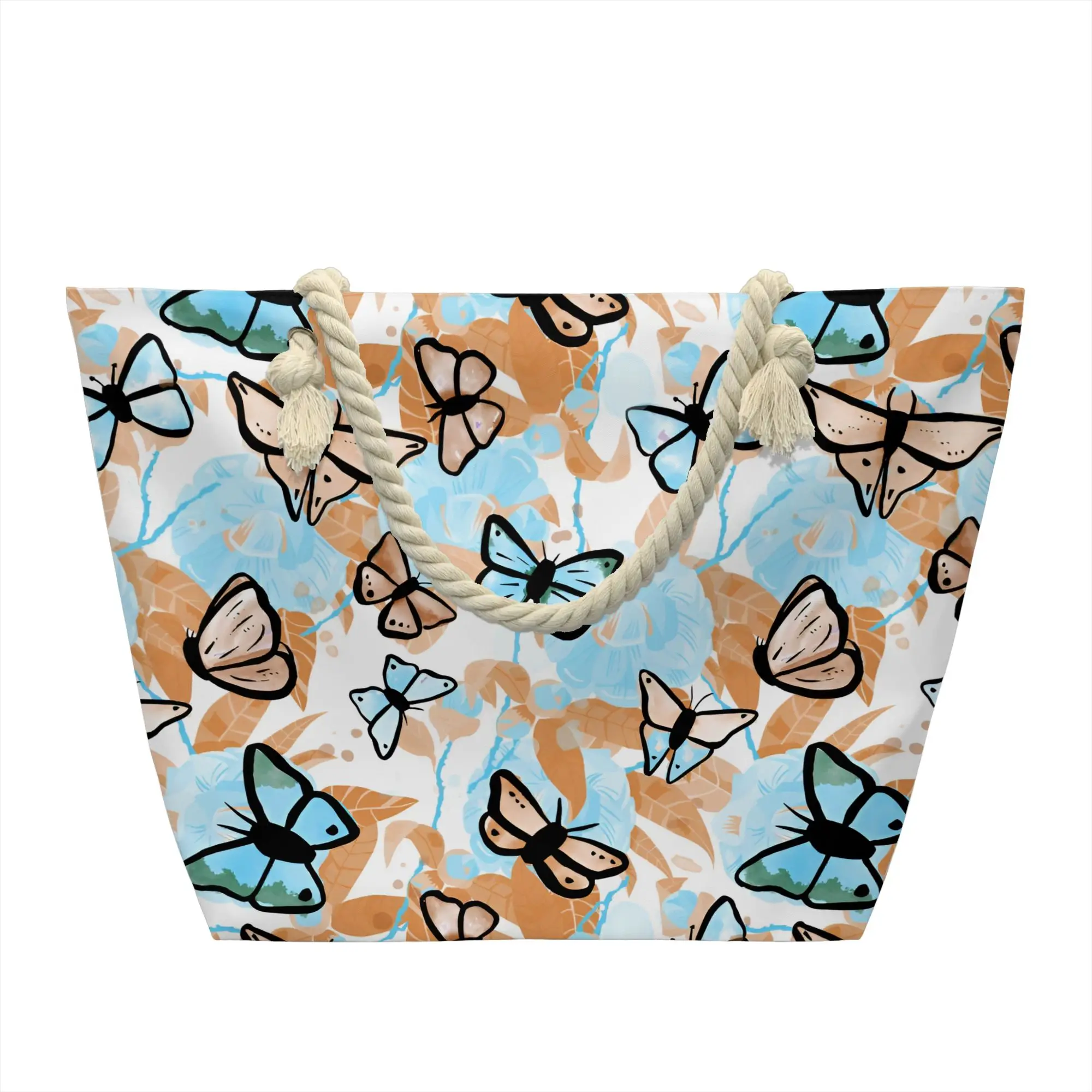 Butterfly Pattern Grocery Shopping Bags Cute Print Canvas Shopper Tote Shoulder Bags Large Capacity Durable  Handbag