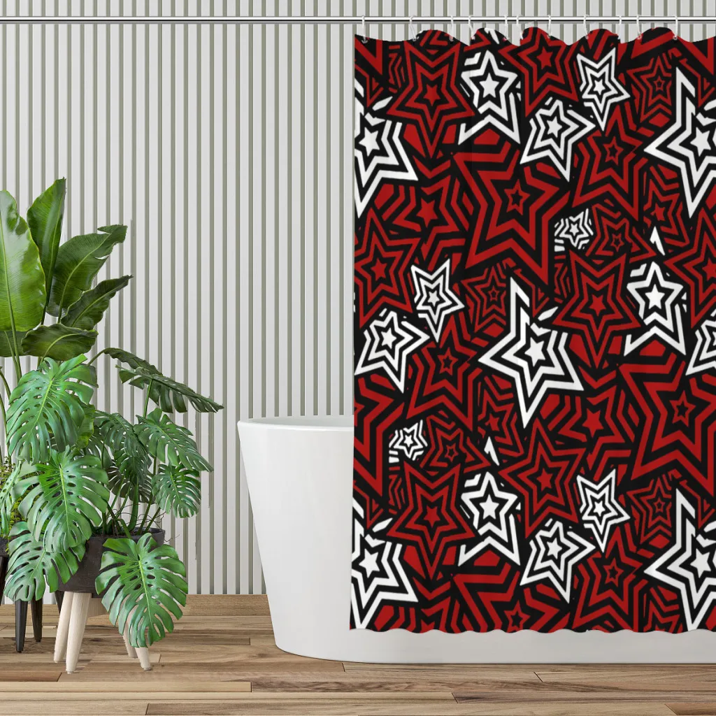 Persona 5 Royal Phantom Thief Star Bathroom Shower Curtains  Waterproof Partition Unique Home Decor Bathroom Accessories