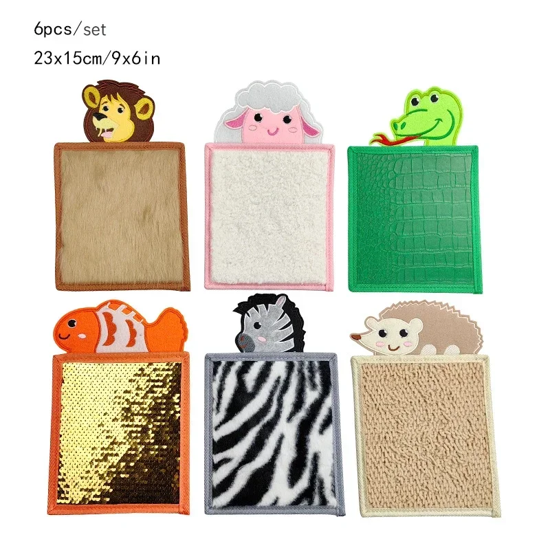 6pcs/set Animal Shape Sensory Mat Children Texture Sensory Toy Development Intelligence Mat Hair Perception Memory Trainer New