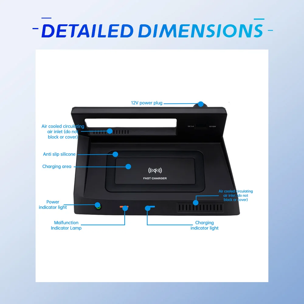 لوحة شحن لاسلكية للسيارة لسيارة Volkswagen Tiguan 2017-2024 شاحن الهاتف حامل الهاتف شحن سريع ملحقات ضبط #6