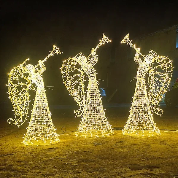 Hot-sale Outdoor Christmas Holiday Lighting Decoration LED Christmas Angel Lights for Shopping Mall Hotel Decoration