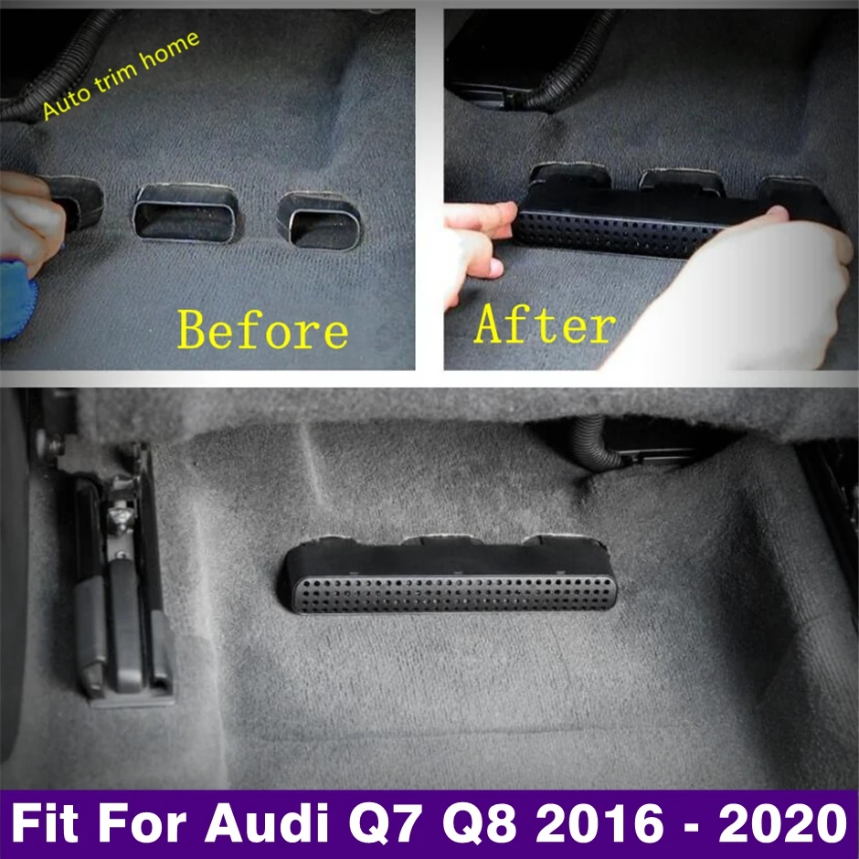 Air Under AC Conditioner Vent Protective Cover Seat Duct Outlet Heat Gril Frame Cover For Audi Q7 Q8 2017 2018 Car Accessories