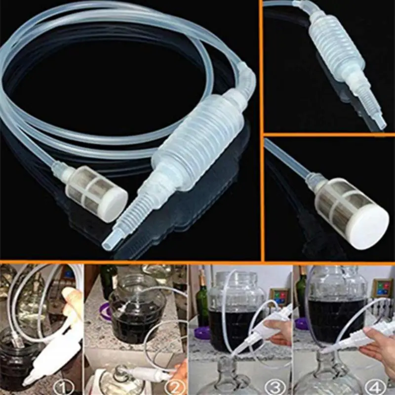 199CM Semi-automatic Home Brew Syphon Pack For Wine Making Hand Knead Siphon Filter Food Grade tube  Transparent