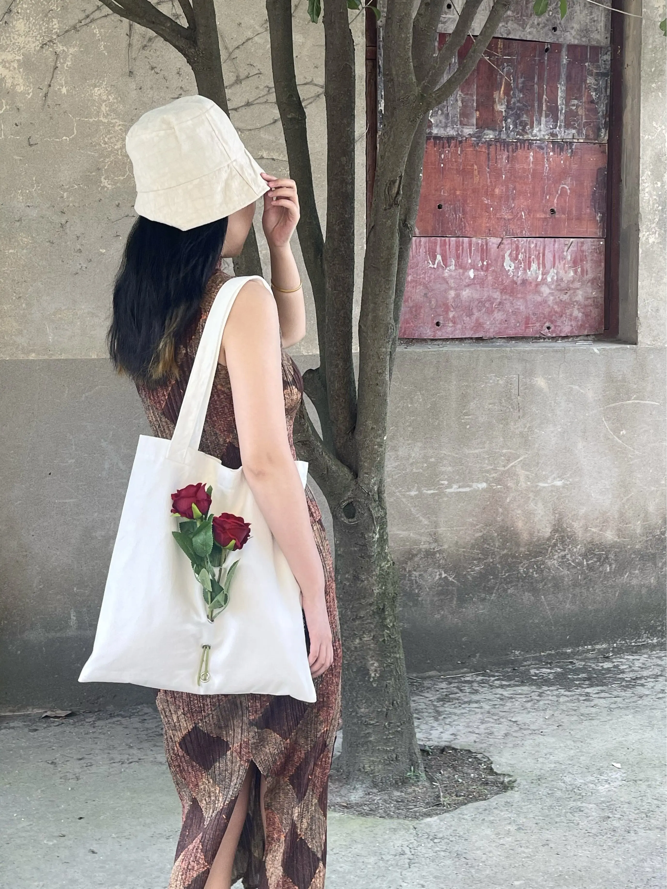 

"Wrap A Bouquet Of Flowers To Meet You "women Canvas Bag Simulated Rose Shoulder Bag Handbag Sweet Girls Bag