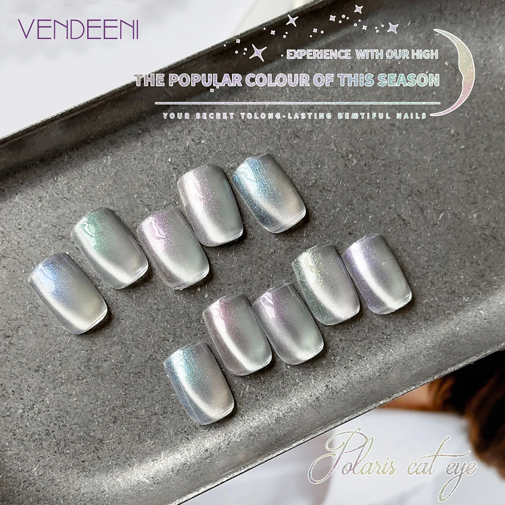 Vendeeni 10 Farben/Set Glänzender Polaris Katzenaugen-Gel-Nagellack TPO HEMA FREI Silber Magnetischer UV-Soak-Off-Gel-Lack mit Display – Detail 7