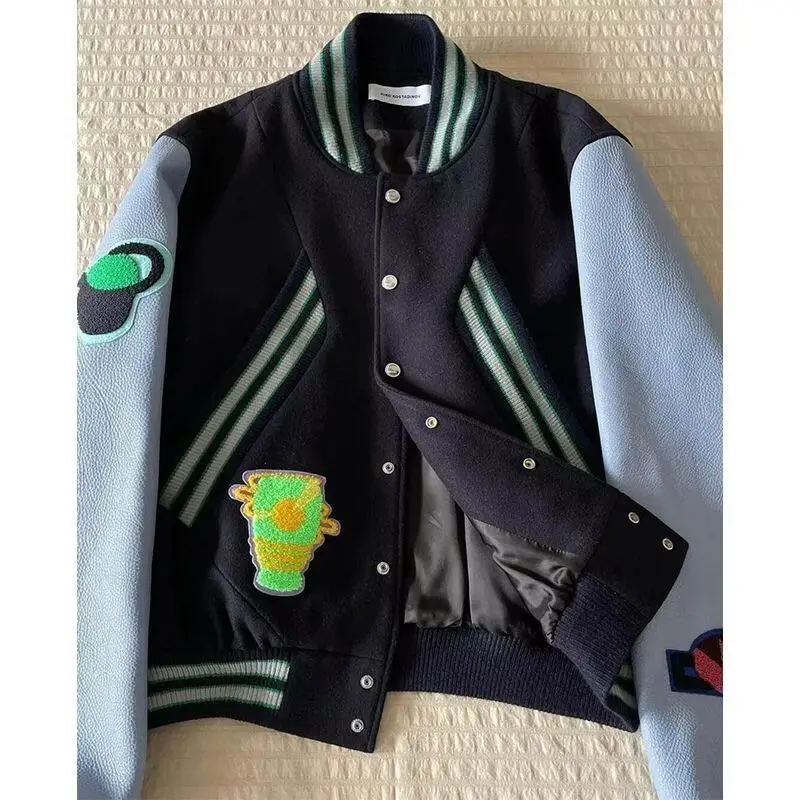 Loose Fit Men's Jacket Street Style Hong Kong Flavor Spring Autumn Trendy Outerwear Standard Cut Long Sleeve Pure Color