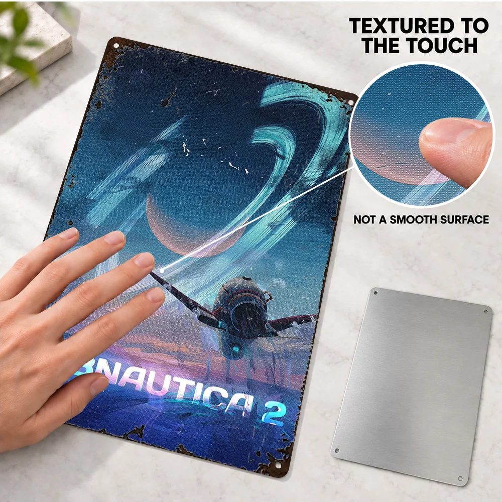 Subnautica 2 Diver Printed Poster Customized Aluminum Metal Sign Science Fiction Wall Art For Gaming Room Player Birthday Gift