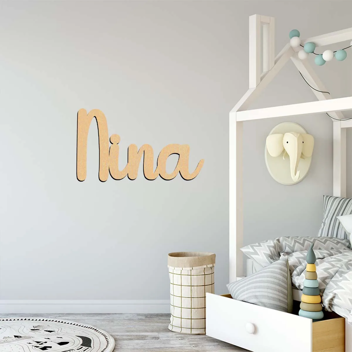 1 PC Durable Nina example Customized Letter Laser-Cut Sign Wooden Decor Wooden Sign Handcrafted with Elegant Cursive Lettering