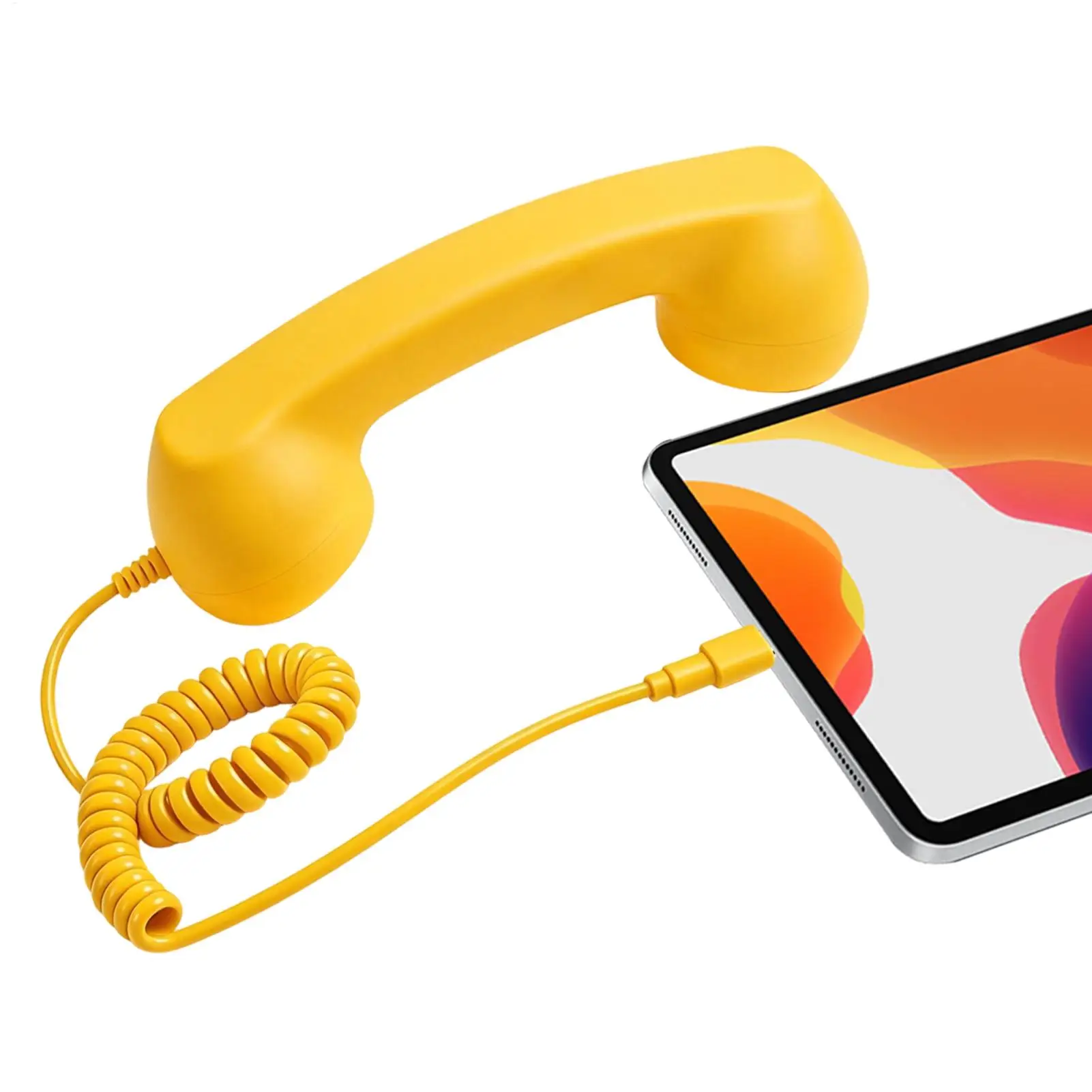 Wired Receiver Retro Telephone Handset Type-C External Volume Control Handheld Telephone Receiver with Microphone Speaker