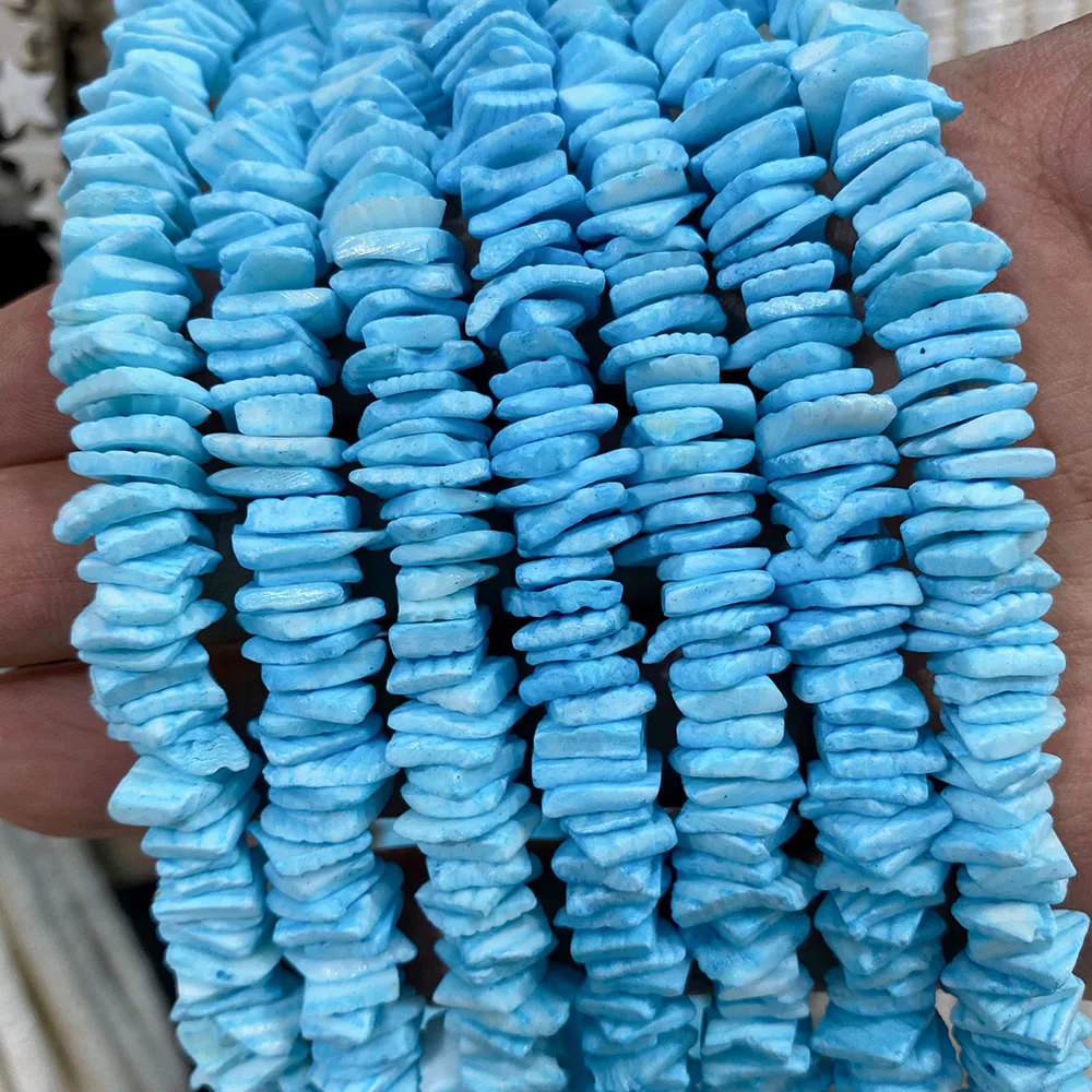 Multicolor Natural Shell Beads Irregular Flat Dyeing Shell Straight Holes Loose Bead Handmade Fashion Jewelry Accessory 1strand