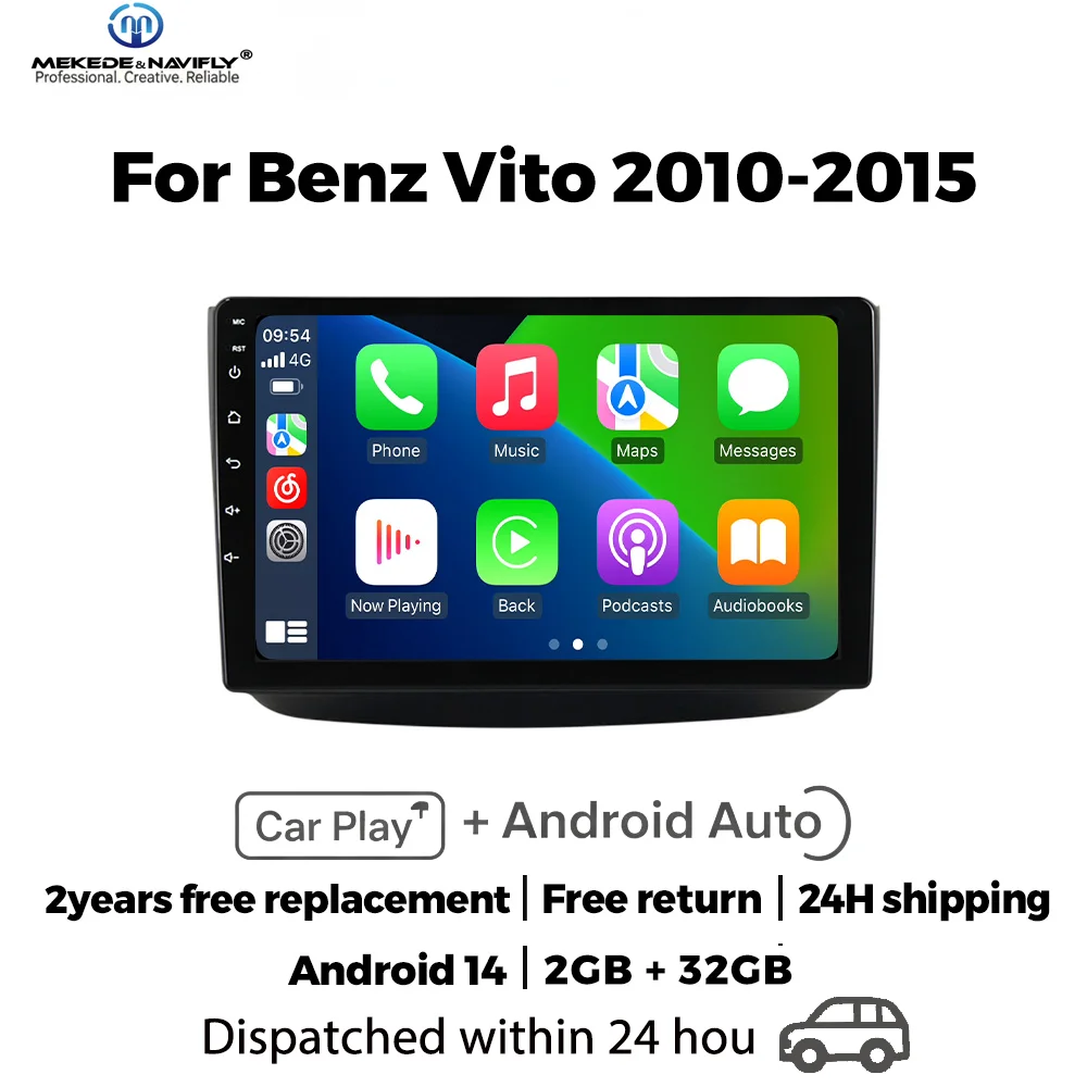 

10-дюймовый автомобильный радиоприемник с сенсорным экраном IPS для Mercedes Benz Vito W639 Viano W639 2003-2015, Carplay, GPS, мультимедийный видеоплеер