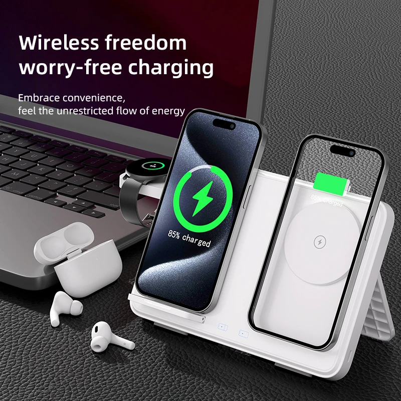 Foldable Wireless Charger Stand for Samsung Galaxy Z Fold 5 4 3 S23 Ultra 15W Fast Charger Dock Station for Galaxy Watch 6 Buds2
