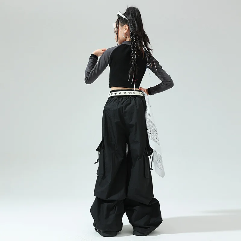 Mädchen Hip Hop Sets Abgeschnitten Jacke Lose Cargo Hosen Kinder Street Dance Kurzen Mantel Kinder Streetwear Jazz Bühne Kostüm