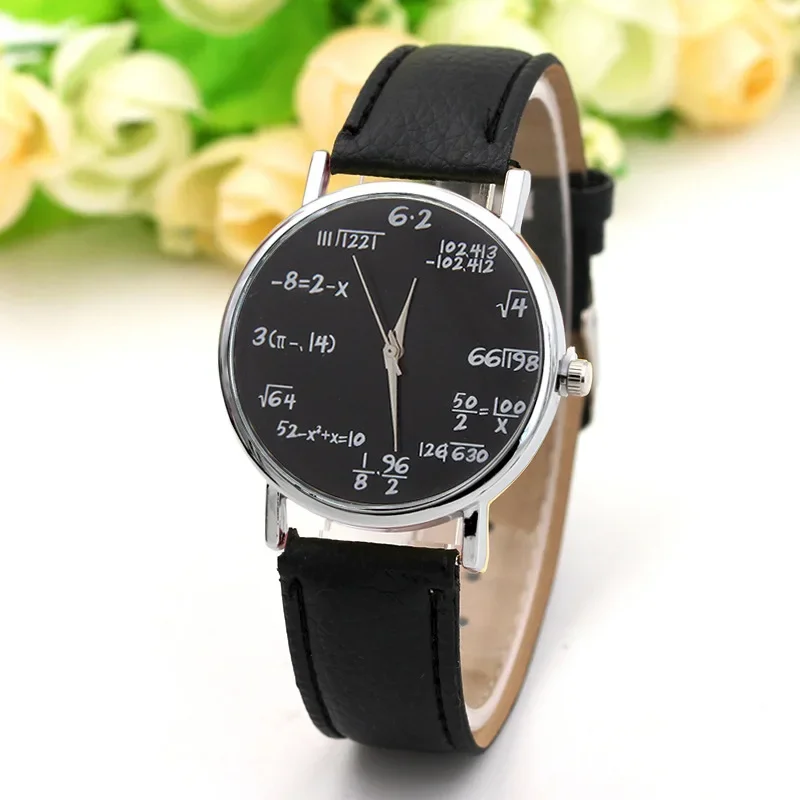 Fashion Ladies Watch Math Formula Watches Leather Strap Quartz Casual Wristwatches for Women Dashboard Formula Student Watches