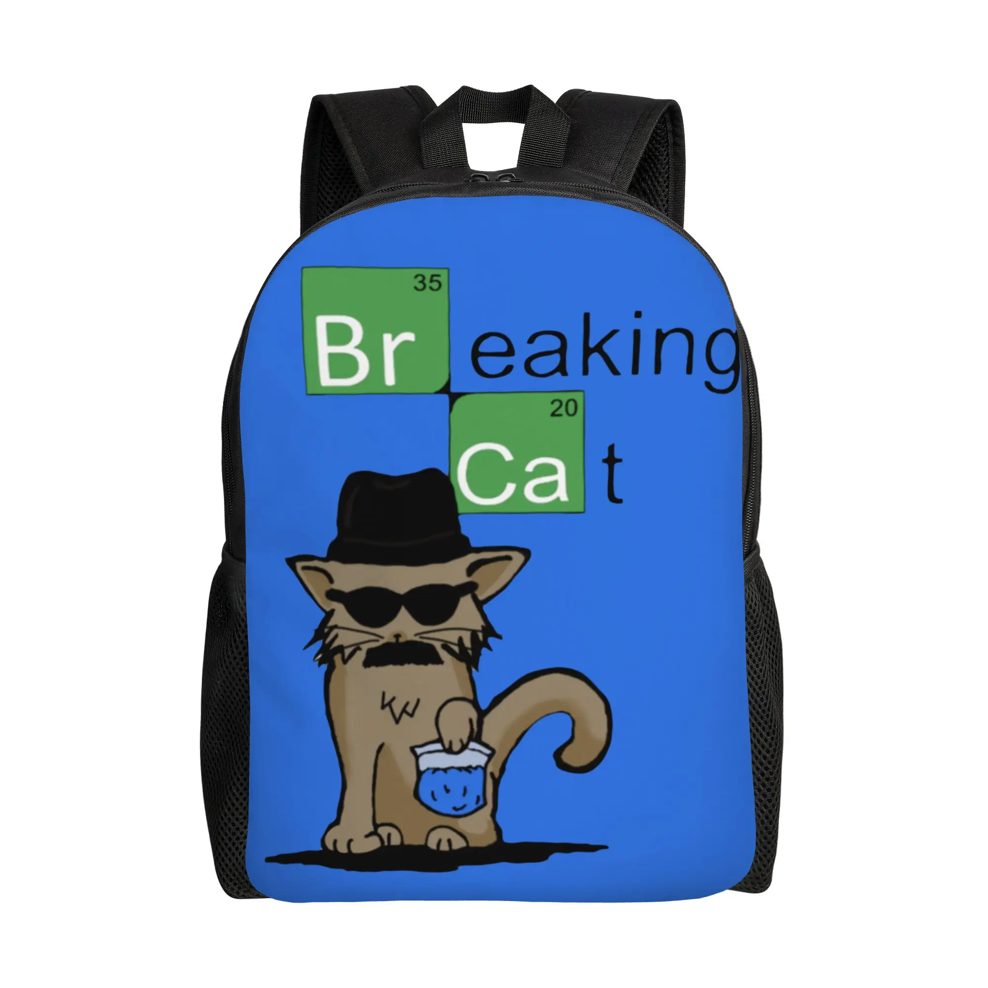 

Breaking Cat Breaking Bad Walter White Backpack for Men Women Student Hiking Travel Daypack Heisenberg Laptop Shoulder Bag Gift