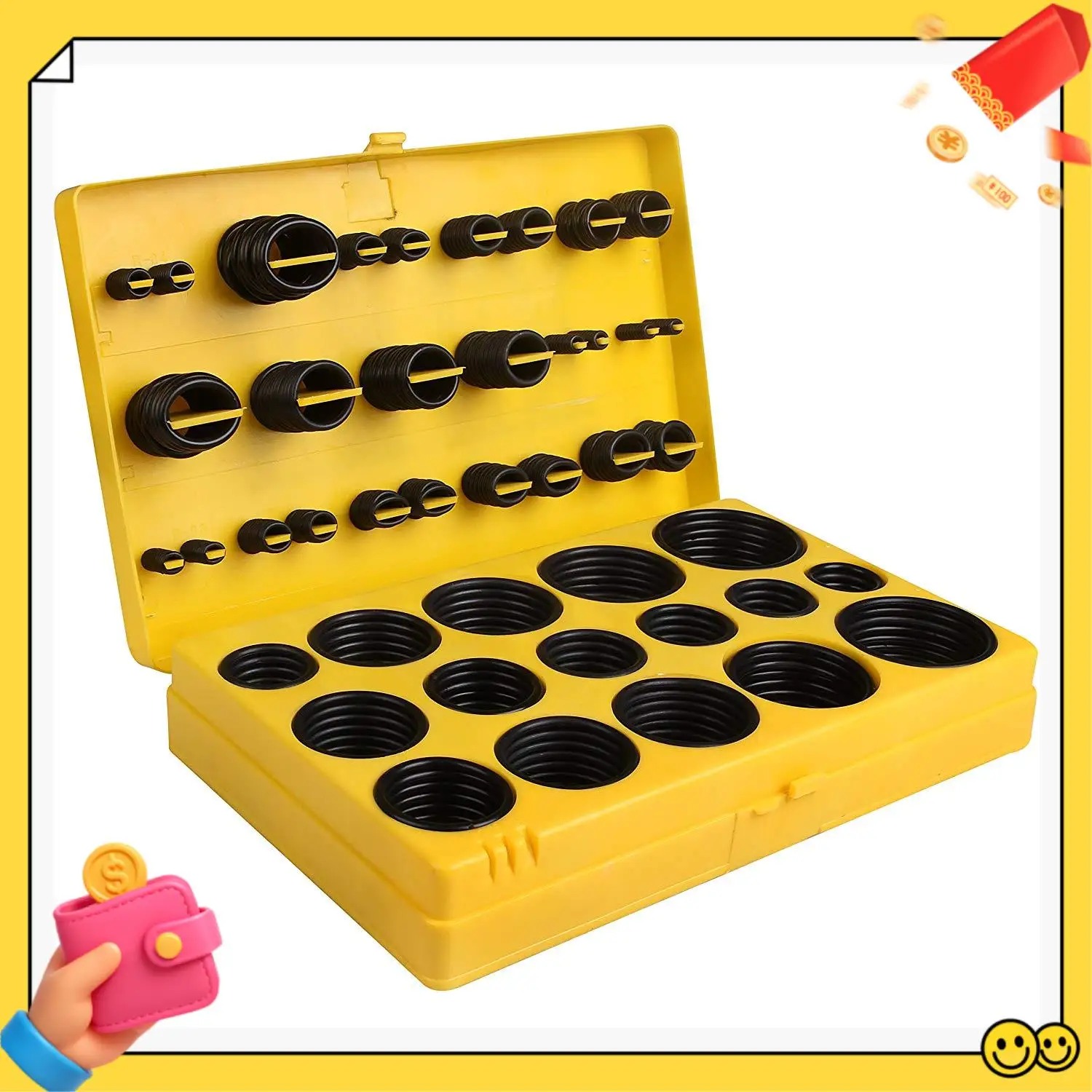 

A89Q-420 Pcs/32 Sizes Rubber Tap 0-Ring Sealing Gasket Washer Seal Assortment Set High Grade Rubber O-Ring Kit For Maintenance,