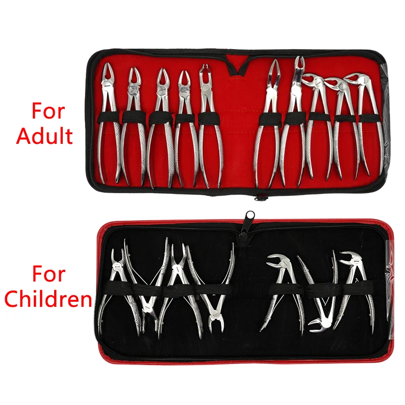 

10pcs Adult Teeth Extracting Forceps Stainless Steel Dentistry Tool & 7pcs Surgical Children Tooth Extraction Forcep Dental tool