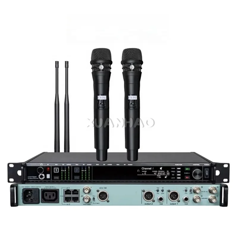 High Configuration AD4D Professional Wireless Digital Microphones Audio Sound Equipment 2 Channel UHF Beta58a/KSM9