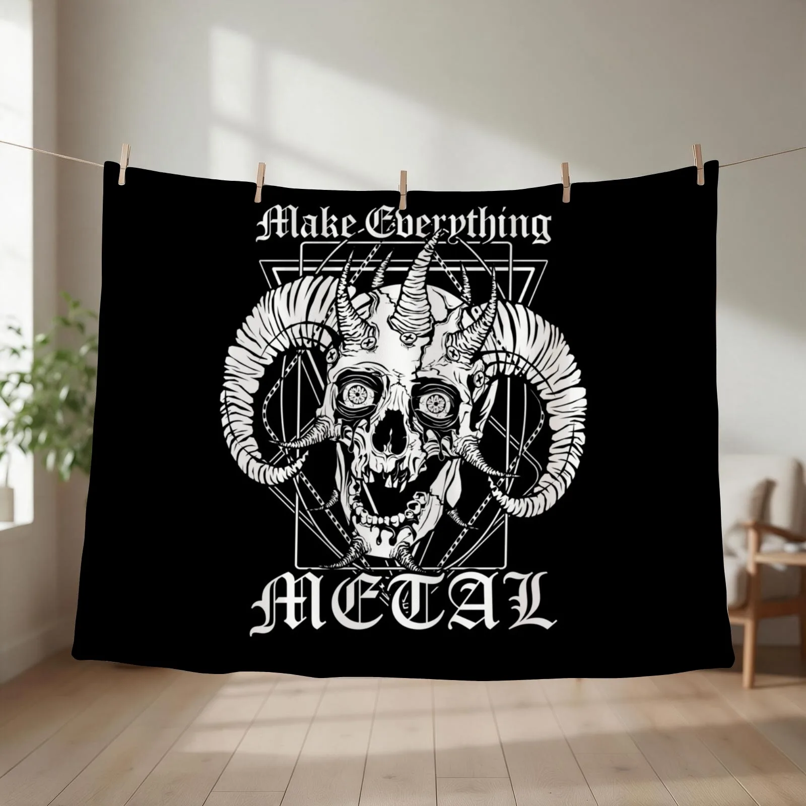 FACEBONES: Make Everything Metal Throw Blanket couch cozy soft plush fuzzy picnic outdoor blanket
