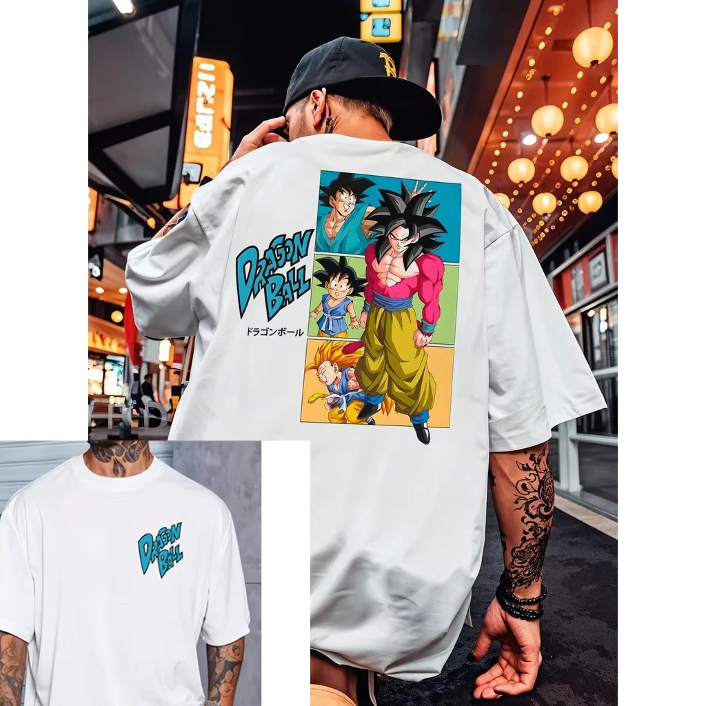 

Футболка Dragon Ball для мужчин, коллаборация с аниме, летняя, 2025, свободного кроя, больших размеров, с принтом, уличная повседневная, для детей и родителей