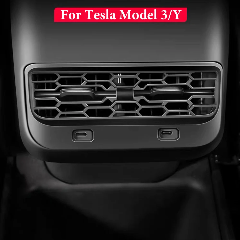 

For Tesla Model 3 Y Rear Air Vent Cover Center Console Armrest Box Back Conditioner Outlet Grille Protection Trim Accessories